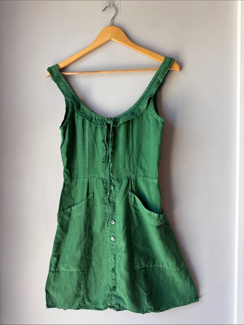 Honorine Garden Soft Girl Linen Mini Dress in Green